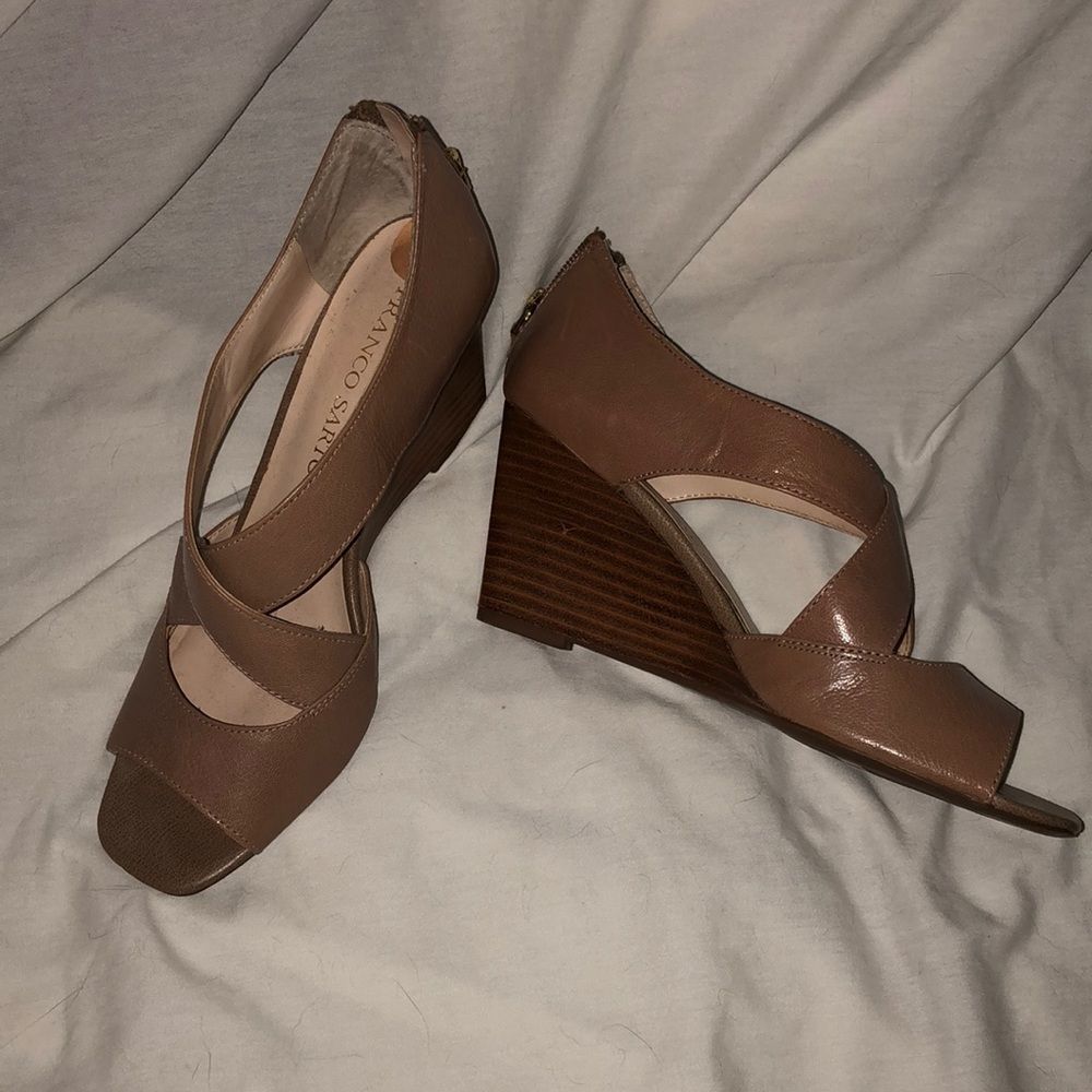 Beige wedge sandals